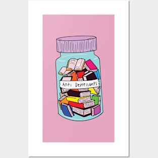 Funny Bibliophile Book Pills Cartoon Posters and Art